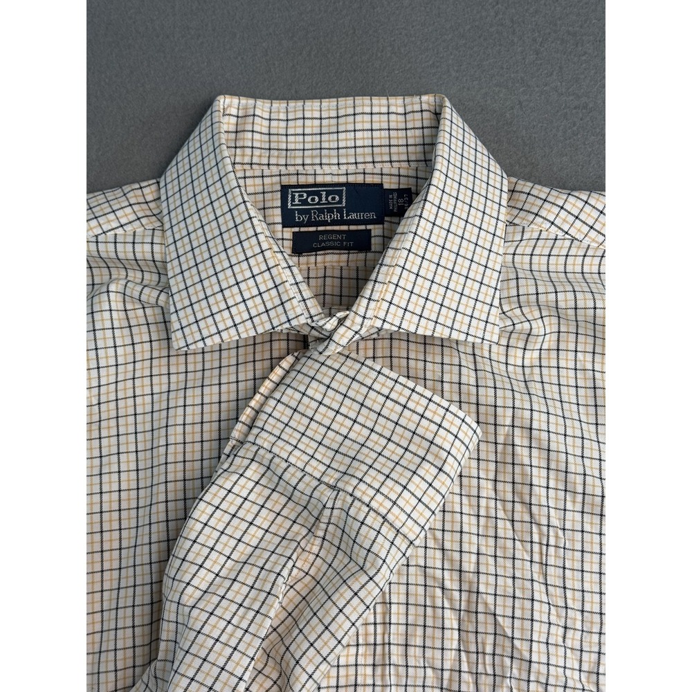 Polo Ralph Lauren Regent Shirt Mens 16 32/33 White Check Button Down Long Sleeve